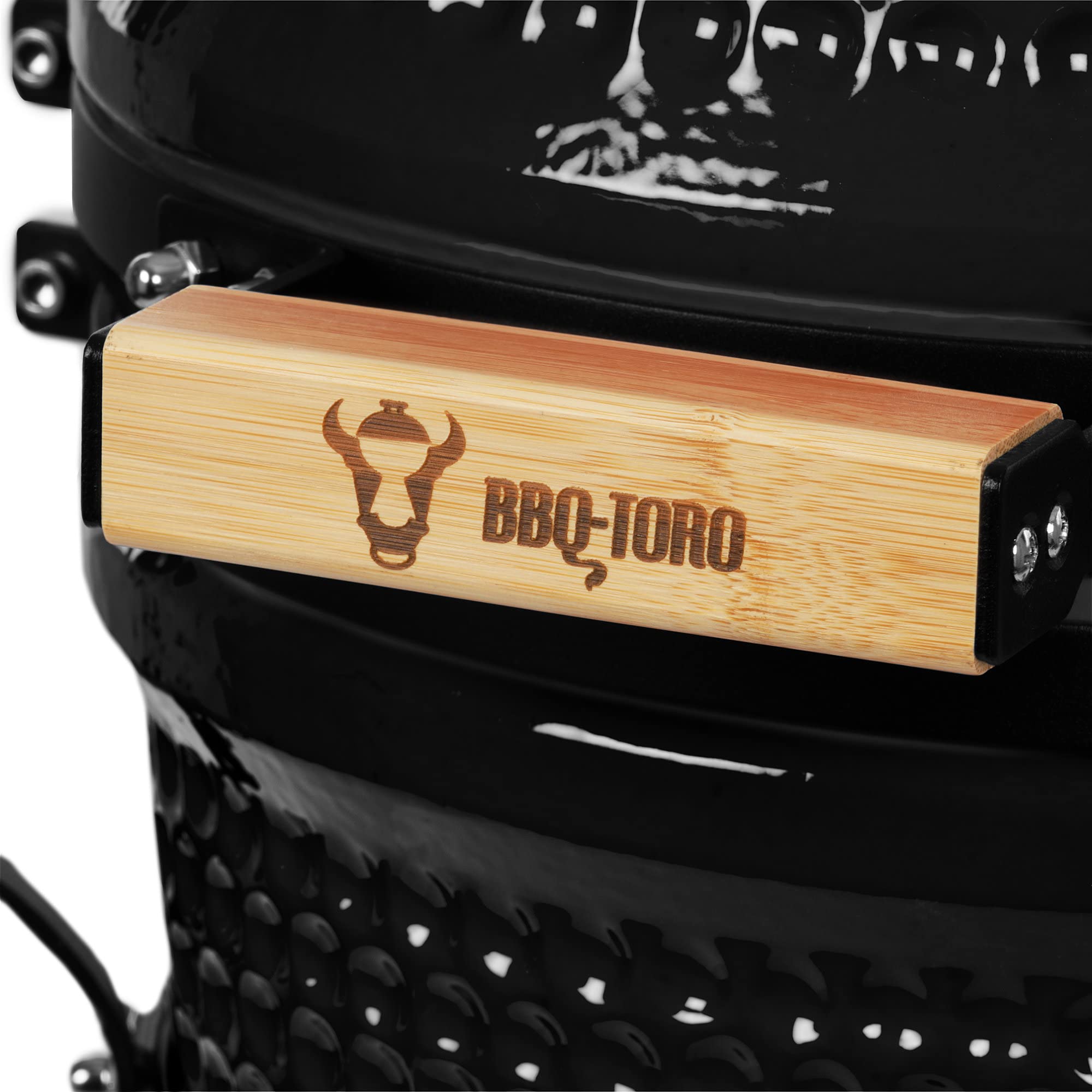 BBQ-Toro Kamado Grill Holzkohlegrill Haiiro Ø 32 cm | Schwarz | Mini Holzkohlegrill mit Thermometer & Holzgriffen | Keramikgrill rund | Ceramic Grill Ei, Smoker, BBQ Grillofen, Kamado BBQ
